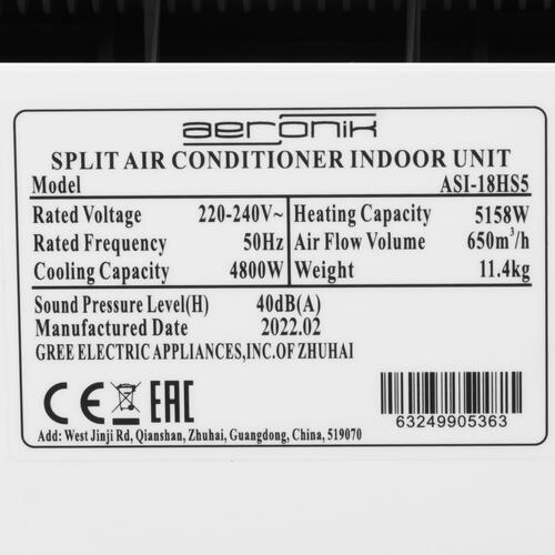 Купить Кондиционер настенный сплит-система AERONIK ASI-18HS5/ASO-18HMS5 белый  9901871. Характеристики, отзывы и цены в Донецке