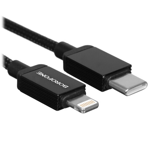 Купить Кабель круглый Borofone Lightning 8-pin - USB Type-C черный 1 м  5635322. Характеристики, отзывы и цены в Донецке