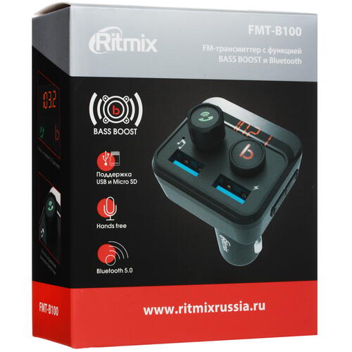 Купить FM-трансмиттер Ritmix FMT-B100  1655486. Характеристики, отзывы и цены в Донецке