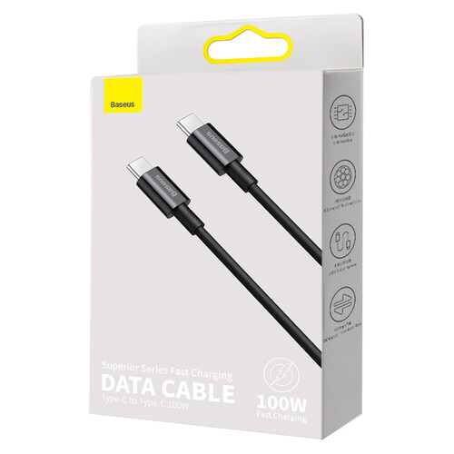 Купить Кабель круглый Baseus USB Type-C - USB Type-C черный 2 м  9260775. Характеристики, отзывы и цены в Донецке