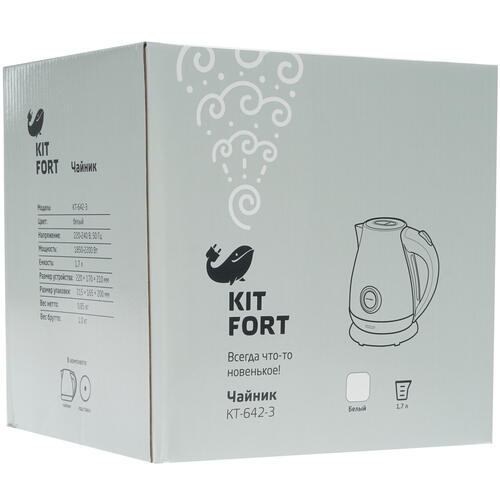 Купить Электрочайник Kitfort КТ-642-3 белый  8121859. Характеристики, отзывы и цены в Донецке