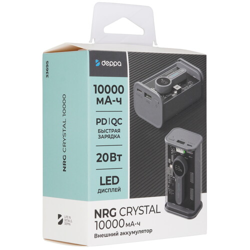 Купить Портативный аккумулятор DEPPA NRG Crystal серый  5622783. Характеристики, отзывы и цены в Донецке