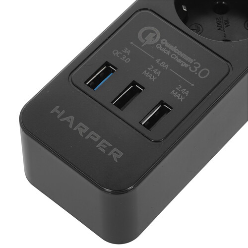 Купить Сетевой фильтр Harper UCH-340 черный  5362769. Характеристики, отзывы и цены в Донецке