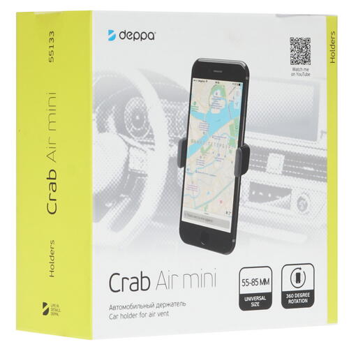 Купить Держатель автомобильный DEPPA Crab Air Mini черный  1288822. Характеристики, отзывы и цены в Донецке