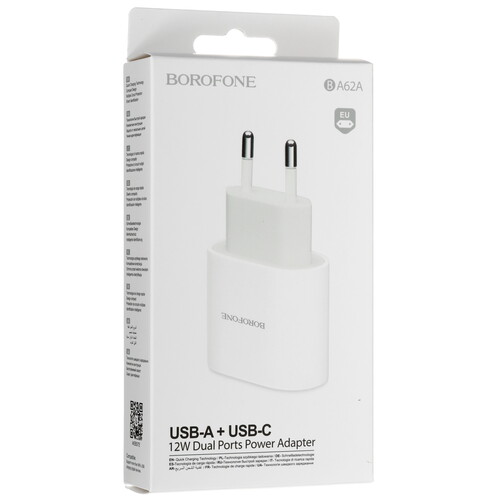 Купить Сетевое зарядное устройство Borofone BA62A белый  5474738. Характеристики, отзывы и цены в Донецке