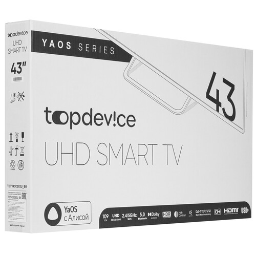Купить 43" (109 см) Телевизор Topdevice TDTV43CS03U черный  9238769. Характеристики, отзывы и цены в Донецке