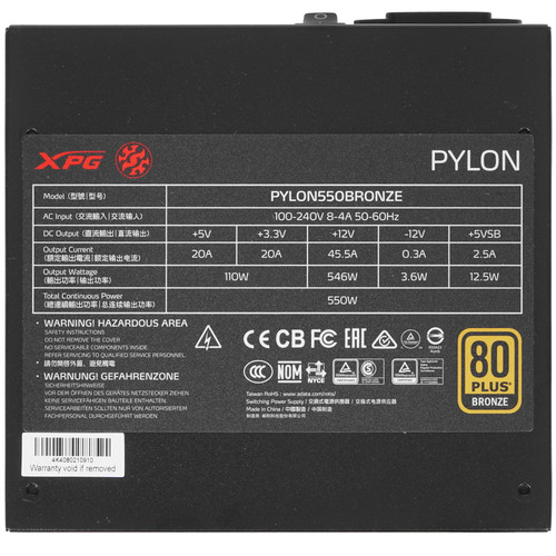 Купить Блок питания ADATA XPG PYLON BRONZE 550W [PYLON550B-BKCEU] черный  4743849. Характеристики, отзывы и цены в Донецке