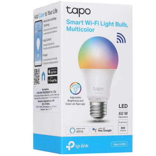 Купить Умная светодиодная лампа TP-Link Tapo L530E(1-pack) RGB  4703445. Характеристики, отзывы и цены в Донецке