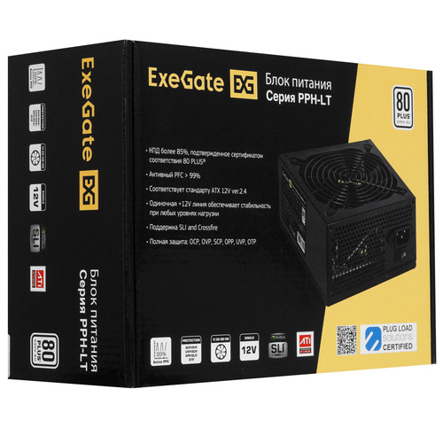 Купить Блок питания ExeGate 80+ 600PPH-LT [EX282044RUS-OEM] черный  8187877. Характеристики, отзывы и цены в Донецке