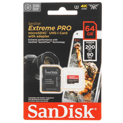 Купить Карта памяти SanDisk Extreme Pro microSDXC 64 ГБ [SDSQXCU-064G-GN6MA]  5462482. Характеристики, отзывы и цены в Донецке