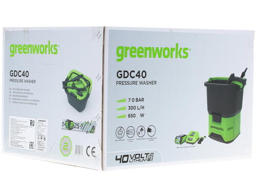 Купить Мойка высокого давления GreenWorks GDC40 40V , Без АКБ , Без ЗУ  1217829. Характеристики, отзывы и цены в Донецке