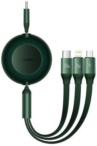 Купить Кабель автосмотка Baseus Lightning 8-pin, micro USB, USB Type-C - USB 2.0 Type-A зеленый 1.1 м  5627817. Характеристики, отзывы и цены в Донецке