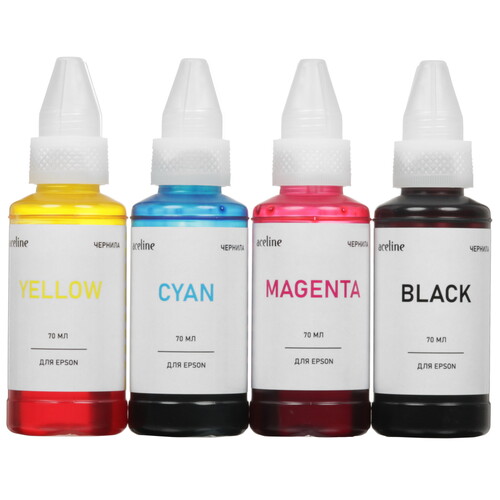 Купить Чернила водорастворимые Aceline T664 голубой, желтый, пурпурный, черный  9210238. Характеристики, отзывы и цены в Донецке