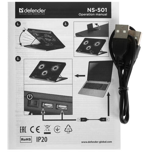 Купить Охлаждающая подставка DEFENDER NS-501 черный  5083238. Характеристики, отзывы и цены в Донецке