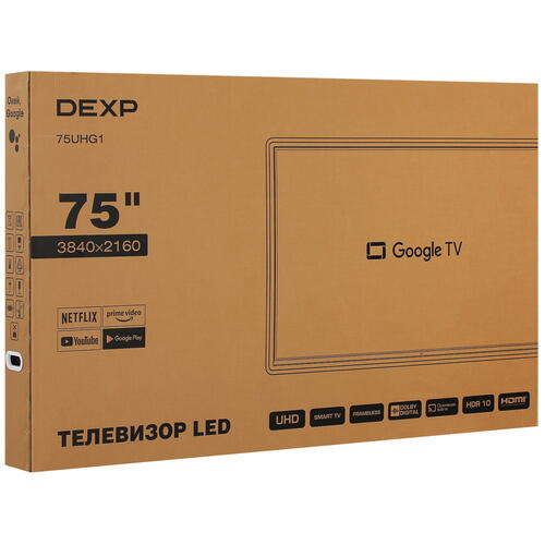 Купить 75" (190 см) LED-телевизор DEXP 75UHG1 черный  5410390. Характеристики, отзывы и цены в Донецке