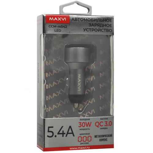 Купить Автомобильное ЗУ Maxvi CCM-M542 LED серебристый  5366932. Характеристики, отзывы и цены в Донецке