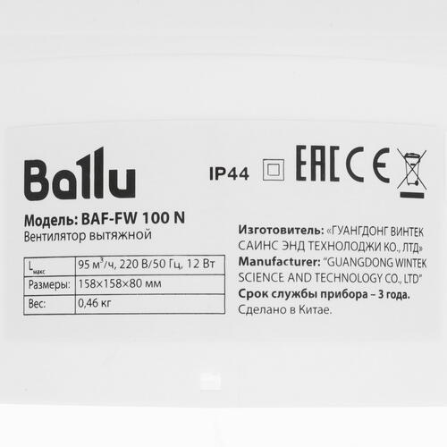 Купить Вытяжной вентилятор Ballu BAF-FW 100 N белый  9115753. Характеристики, отзывы и цены в Донецке