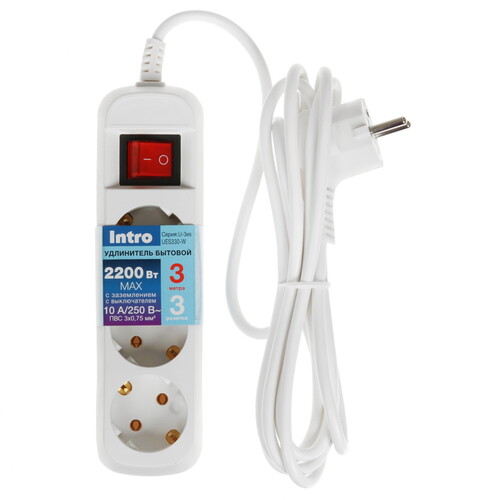 Купить Удлинитель Intro UES330-W белый  9131720. Характеристики, отзывы и цены в Донецке