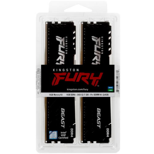 Купить Оперативная память Kingston FURY Beast Black [KF436C17BBK2/16] 16 ГБ  5053497. Характеристики, отзывы и цены в Донецке