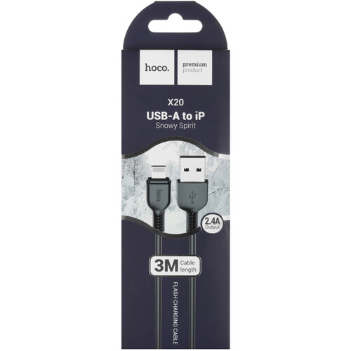 Купить Кабель круглый Hoco Lightning 8-pin - USB 2.0 Type-A черный 3 м  5475063. Характеристики, отзывы и цены в Донецке