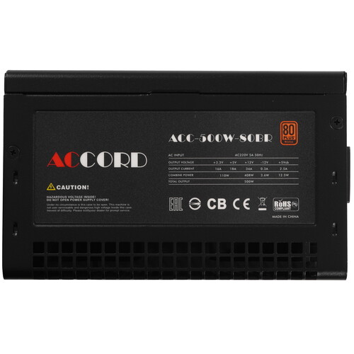 Купить Блок питания Accord ACC-500W-80BR  черный  5614629. Характеристики, отзывы и цены в Донецке