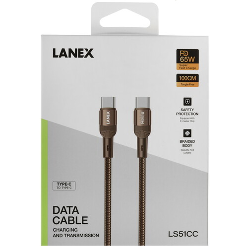 Купить Кабель круглый LANEX USB Type-C - USB 2.0 Type-A золотистый 1 м  9280484. Характеристики, отзывы и цены в Донецке
