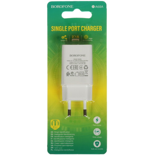Купить Сетевое зарядное устройство Borofone BA68A белый  5474714. Характеристики, отзывы и цены в Донецке
