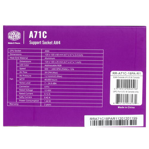 Купить Кулер для процессора Cooler Master A71C  1619259. Характеристики, отзывы и цены в Донецке