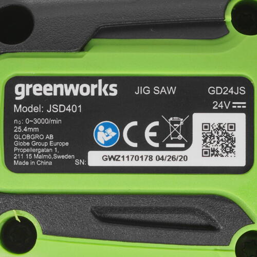 Купить Электрический лобзик GreenWorks GD24JS 24V , Без ЗУ, Без АКБ  8196534. Характеристики, отзывы и цены в Донецке