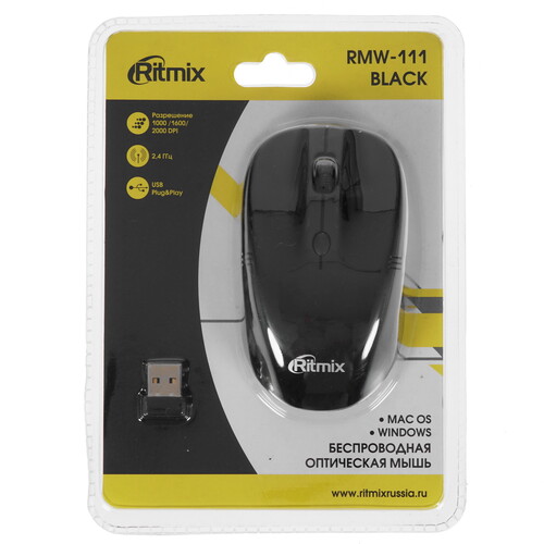 Купить Мышь беспроводная Ritmix RMW-111  черный  4876710. Характеристики, отзывы и цены в Донецке
