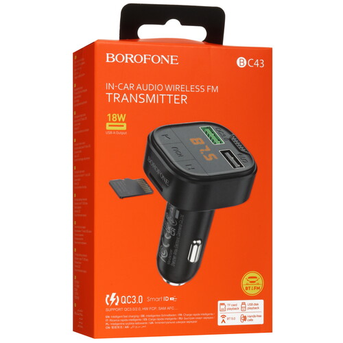 Купить FM-трансмиттер Borofone BC43  9119708. Характеристики, отзывы и цены в Донецке