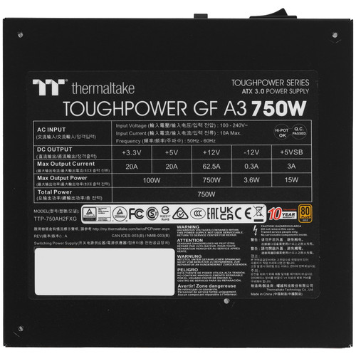 Купить Блок питания Thermaltake TOUGHPOWER GF A3 Gold 750W - TT Premium Edition [PS-TPD-0750FNFAGE-H] черный  9329923. Характеристики, отзывы и цены в Донецке