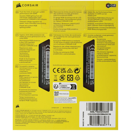 Купить Оперативная память Corsair Vengeance RGB [CMH32GX5M2B6400C36] 32 ГБ  9323887. Характеристики, отзывы и цены в Донецке