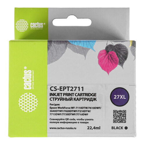 Купить Картридж Cactus CS-EPT2711 черный  9065644. Характеристики, отзывы и цены в Донецке