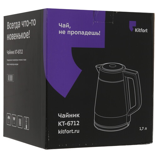 Купить Электрочайник Kitfort KT-6712 серебристый  9220558. Характеристики, отзывы и цены в Донецке