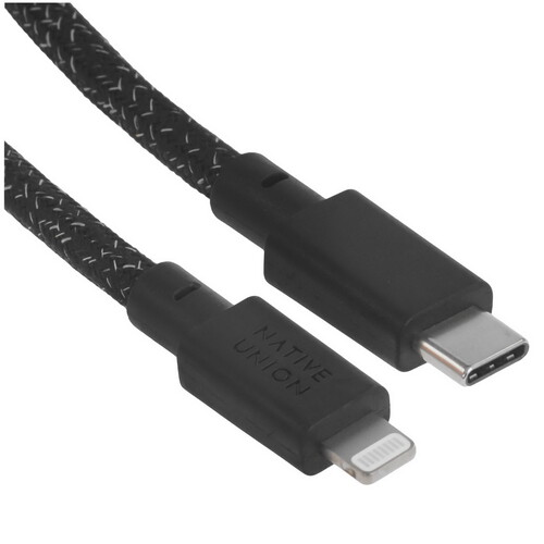 Купить Кабель круглый Native Union Lightning 8-pin MFI - USB Type-C черный 3 м  5466047. Характеристики, отзывы и цены в Донецке