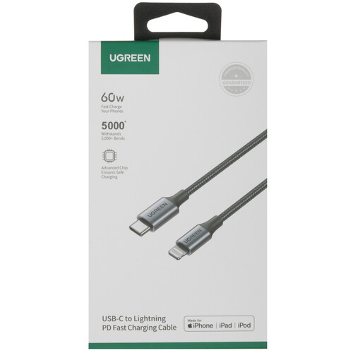 Купить Кабель круглый Ugreen Lightning 8-pin MFI - USB Type-C черный 1 м  9983458. Характеристики, отзывы и цены в Донецке