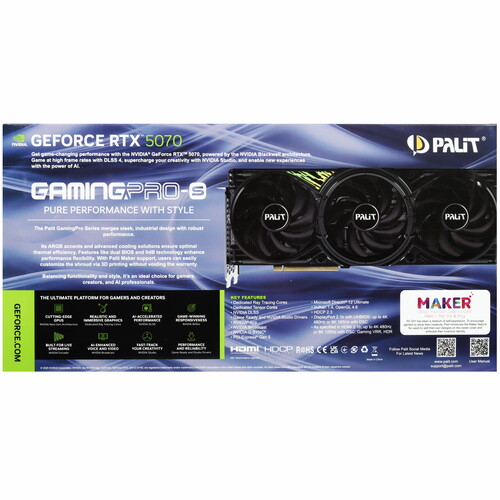 Купить Видеокарта Palit GeForce RTX 5070 GamingPro S OC  5628032. Характеристики, отзывы и цены в Донецке