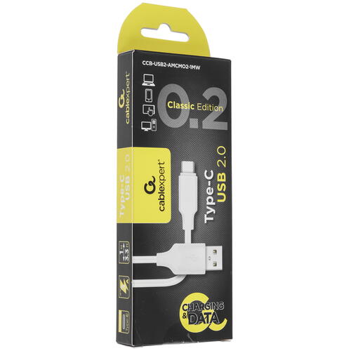 Купить Кабель круглый Cablexpert USB Type-C - USB 2.0 Type-A белый 1 м  5452431. Характеристики, отзывы и цены в Донецке