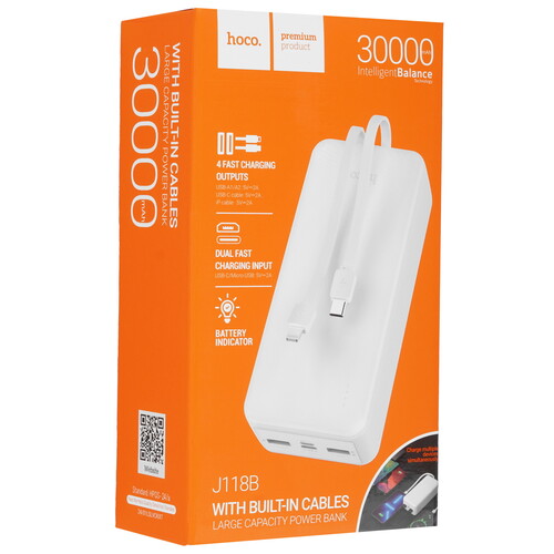 Купить Портативный аккумулятор Hoco J118B белый  5609250. Характеристики, отзывы и цены в Донецке