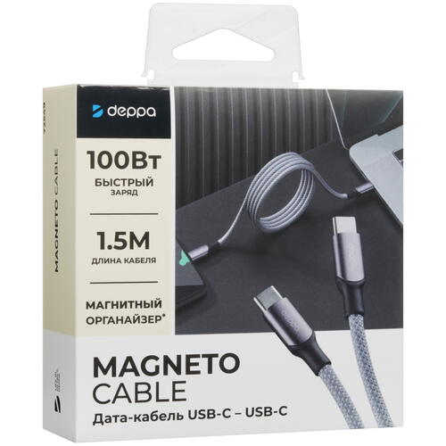 Купить Кабель круглый DEPPA USB Type-C - USB Type-C серый 1.5 м  5450637. Характеристики, отзывы и цены в Донецке