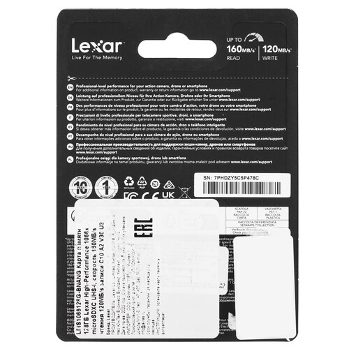 Купить Карта памяти Lexar microSDXC 128 ГБ [LMS1066128G-BNANG]  5456365. Характеристики, отзывы и цены в Донецке