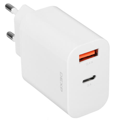Купить Сетевое зарядное устройство DEXP IET25CD белый  5421588. Характеристики, отзывы и цены в Донецке