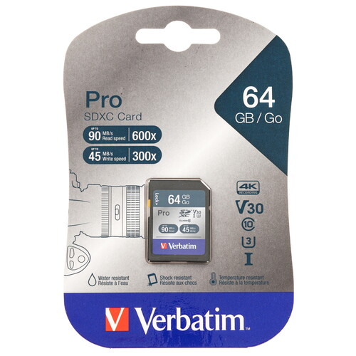Купить Карта памяти Verbatim Pro SDXC 64 ГБ [47022]  5485251. Характеристики, отзывы и цены в Донецке