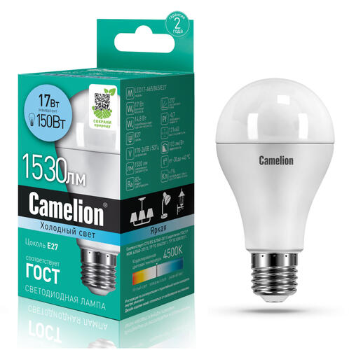 Купить Лампа светодиодная Camelion LED A65-17w-845-E27  1109776. Характеристики, отзывы и цены в Донецке