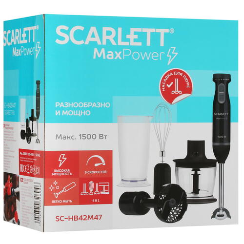 Купить Блендер погружной Scarlett SC-HB42M47 черный  5366979. Характеристики, отзывы и цены в Донецке