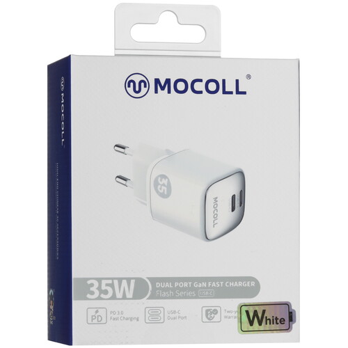 Купить Сетевое зарядное устройство MOCOLL Flash Series 35W белый  5470422. Характеристики, отзывы и цены в Донецке