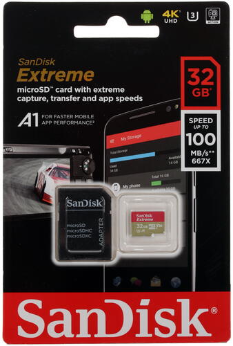 Купить Карта памяти SanDisk Extreme microSDHC 32 ГБ [SDSQXAF-032G-GN6MA]  1256804. Характеристики, отзывы и цены в Донецке