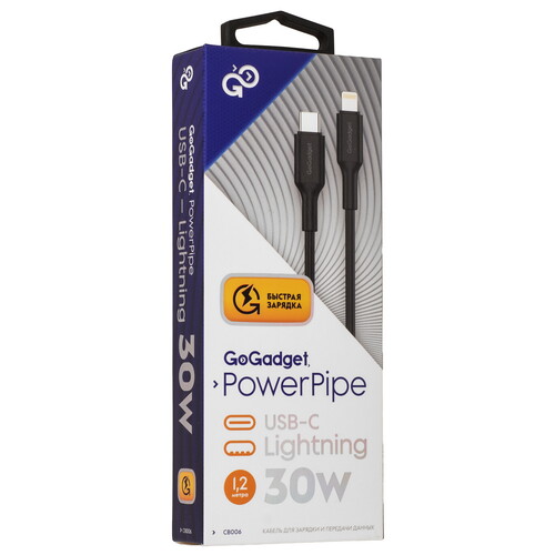 Купить Кабель круглый GoGadget Lightning 8-pin - USB Type-C черный 1.2 м  9206829. Характеристики, отзывы и цены в Донецке