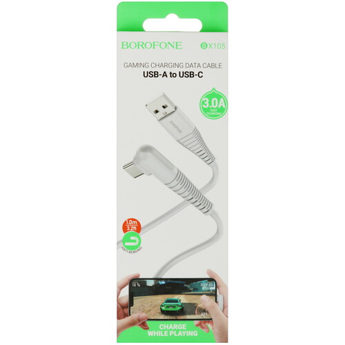 Купить Кабель круглый Borofone USB Type-C - USB 2.0 Type-A серый 1 м  5475007. Характеристики, отзывы и цены в Донецке